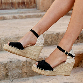 Espadrilles compensées ouvertes avec sangle de cheville - Milanoza