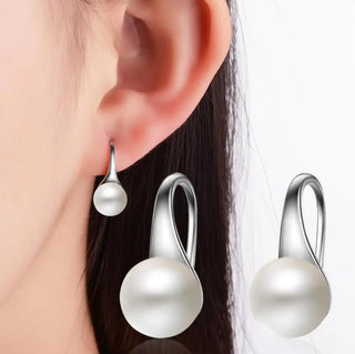 Boucles d'oreilles pendantes en argent avec perles d'eau douce nacrées - Milanoza