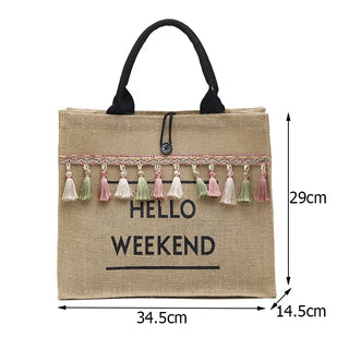 Cabas en Toile de Jute Tendance "Hello Week-End" - Milanoza