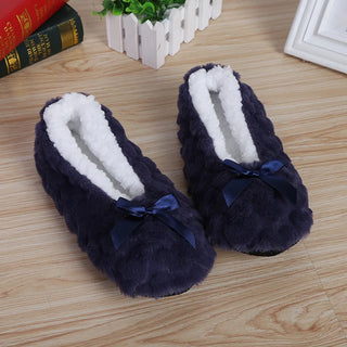 Chaussons en peluche chaude et douce avec nœud papillon - Milanoza