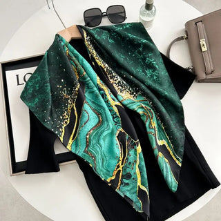 Foulard en Soie Luxe Vert et Doré pour un Style Chic - Milanoza