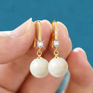 Boucles d'Oreilles Perles Pendantes Goutte d'Eau et Ronde Captivantes - Milanoza