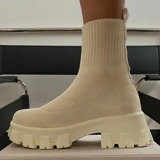 Bottines courtes à plateforme en tissu élastique - Milanoza