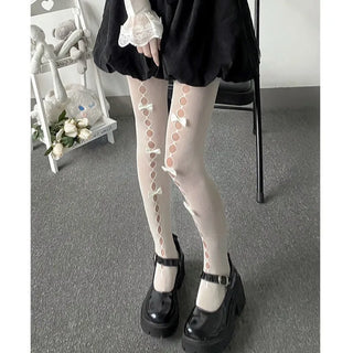 Collants blancs/noirs avec nœuds papillons Cosplay LOLITA - Milanoza