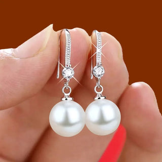 Boucles d'Oreilles Perles Pendantes Goutte d'Eau et Ronde Captivantes - Milanoza