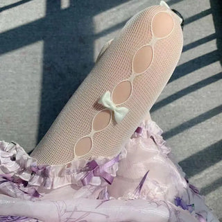 Collants blancs/noirs avec nœuds papillons Cosplay LOLITA - Milanoza