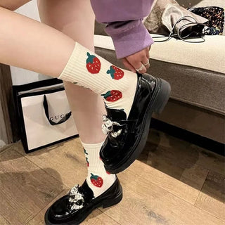 Éclat Fraise Chaussettes Fantaisie Harajuku à vos Pieds - Milanoza