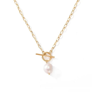 Collier Perle Synthétique sur Chaîne Fine en Plaqué Or 14K - Milanoza