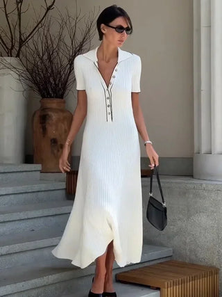 Robe Chemise Longue à Col Polo - Milanoza