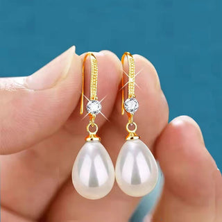 Boucles d'Oreilles Perles Pendantes Goutte d'Eau et Ronde Captivantes - Milanoza