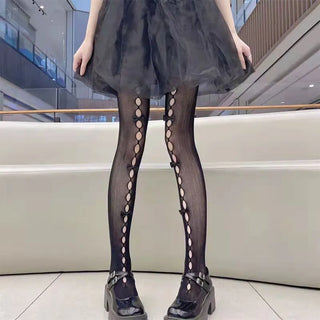 Collants blancs/noirs avec nœuds papillons Cosplay LOLITA - Milanoza