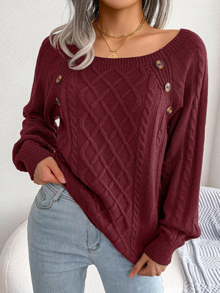 Pull Chic Manches Longues Col Carré - Milanoza