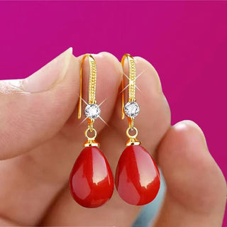 Boucles d'Oreilles Perles Pendantes Goutte d'Eau et Ronde Captivantes - Milanoza